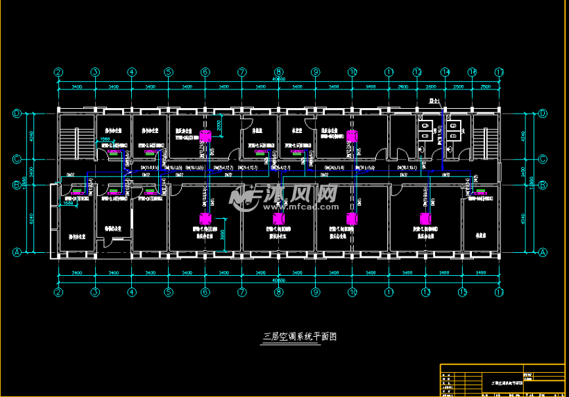 四层办公楼多联机空调系统平面图