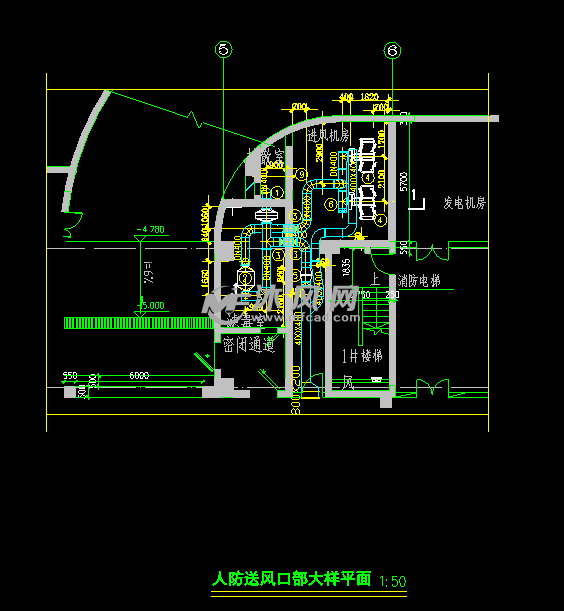 浙江某银行大楼通风空调人防设计 - autocad户式中央空调图纸 - 沐风