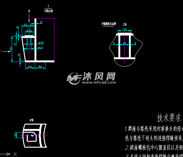 塔设备裙座cad图