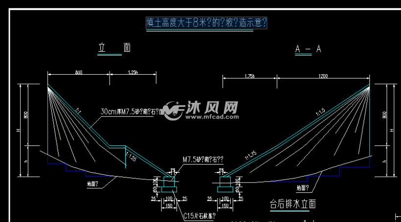 图纸式桥头锥坡及台背v图纸示意图-cad给排水设钢结构重力图片