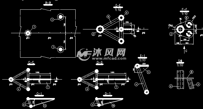 铝合金桅杆雷达桅cad图纸