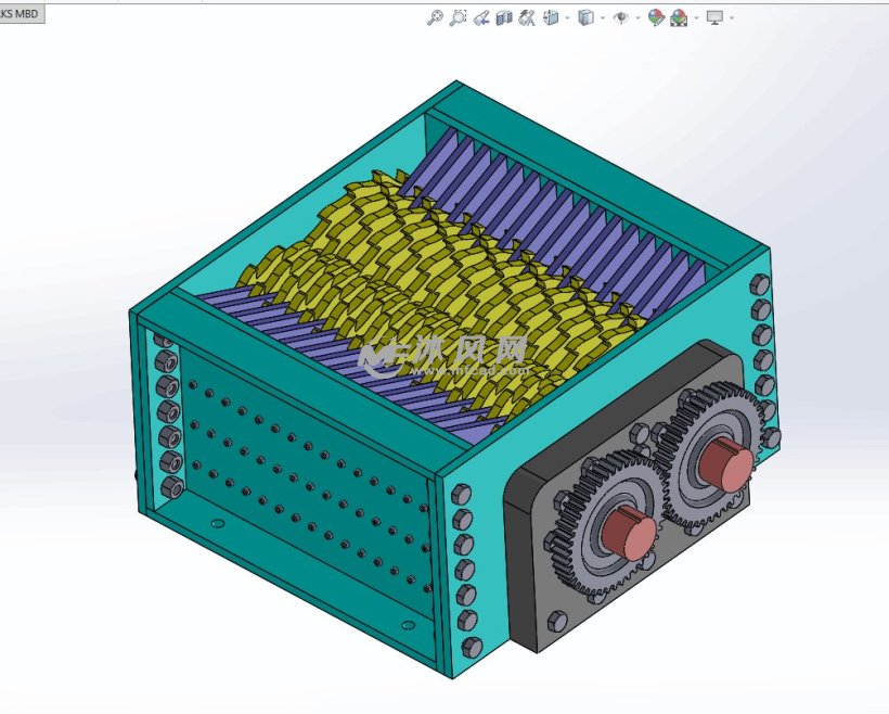 一种国外双轴剪切式破碎机 - solidworks机械设