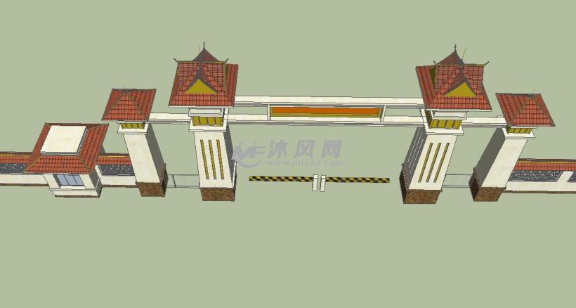 大门俯视图鸟瞰及屋顶造型