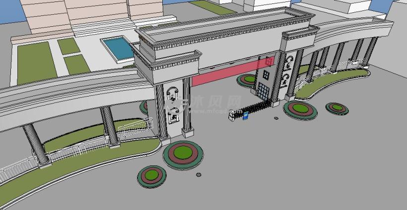 某音乐学院入口大门模型 - sketchup建筑构建大