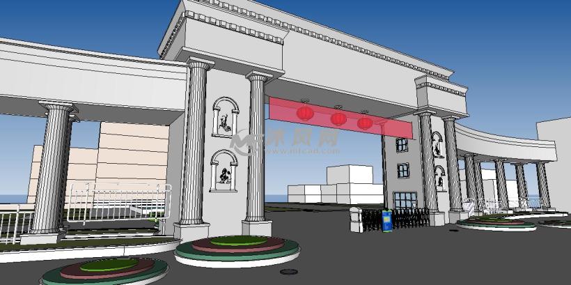 某音乐学院入口大门模型 - sketchup建筑构建大