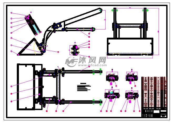 滑移装载机工作装置整体零部件及装配图