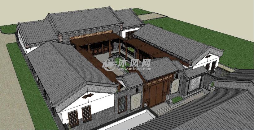 超精细中式古典风格四合院建筑