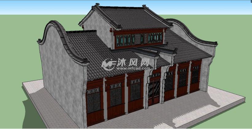 中式风格古典建筑茶馆模型 - sketchup中国古代建筑