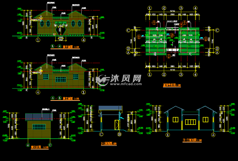 公园厕所立面剖面图