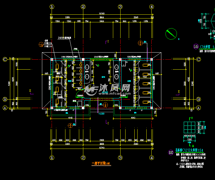 公园厕所建筑结构水电全套施工图