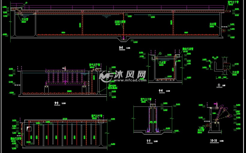 水解酸化池cad平面图