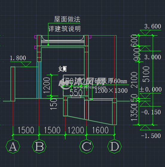 旱厕 - cad厕所,盥洗室下载,免费厕所,盥洗室cad施工图 - 沐风图纸
