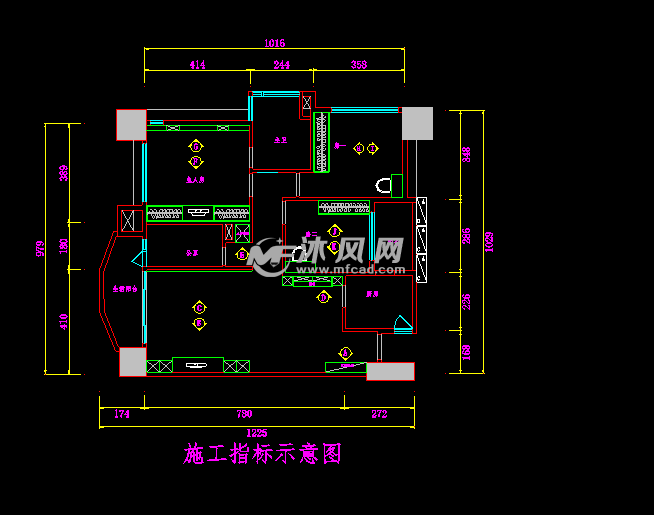 尚海案住宅楼室内装修施工平面设计图