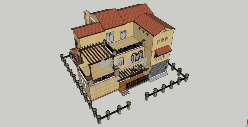 别墅整体立面鸟瞰图