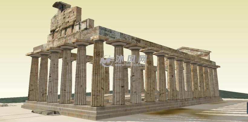 希腊古典神殿遗址建筑模型