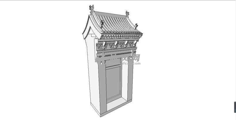 中式垂花门建筑构造详图模型