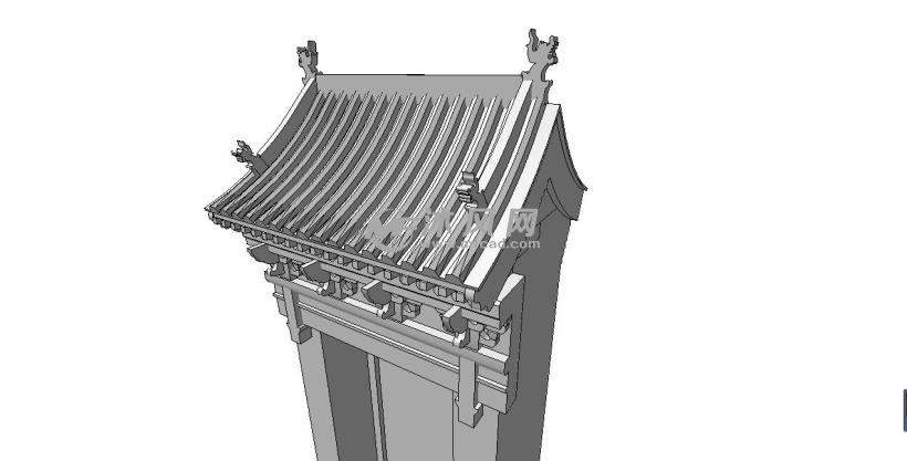 中式垂花门建筑构造详图模型