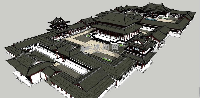 超精细古典宫殿建筑模型 - sketchup中国古代建筑模型下载 - 沐风图纸