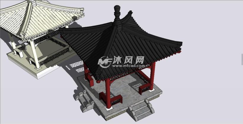 中式亭子屋顶立面构造详图