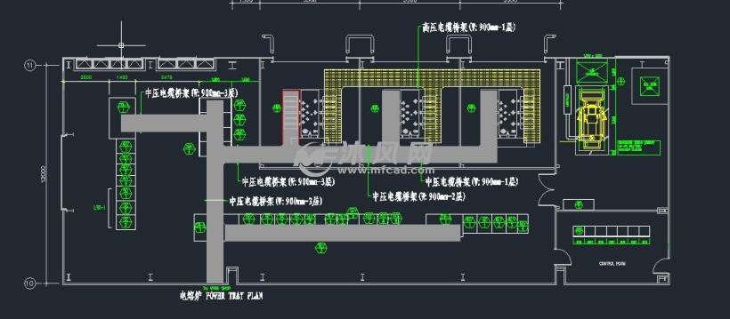 变配电室电缆桥架平面图