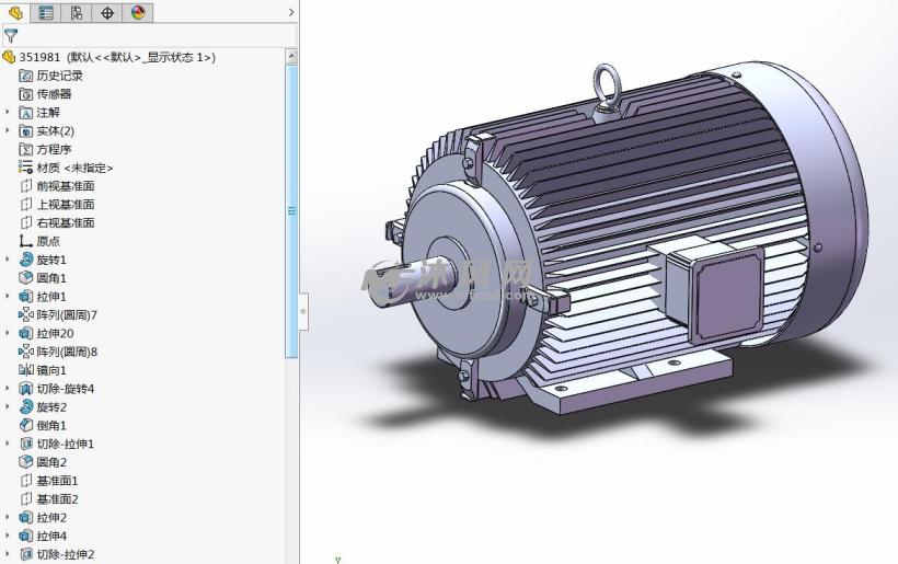 solidworks带底脚无凸缘电机132m