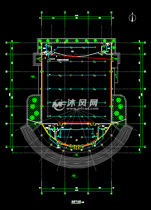 小型报告厅含电气照明图 - cad影视剧院建筑图