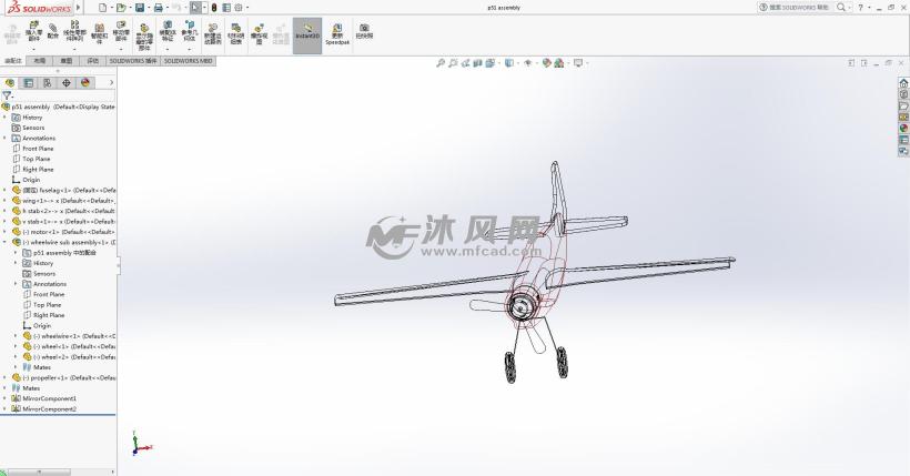 sw玩具飞机模型建模 - solidworks交通工具模型下载 - 沐风图纸