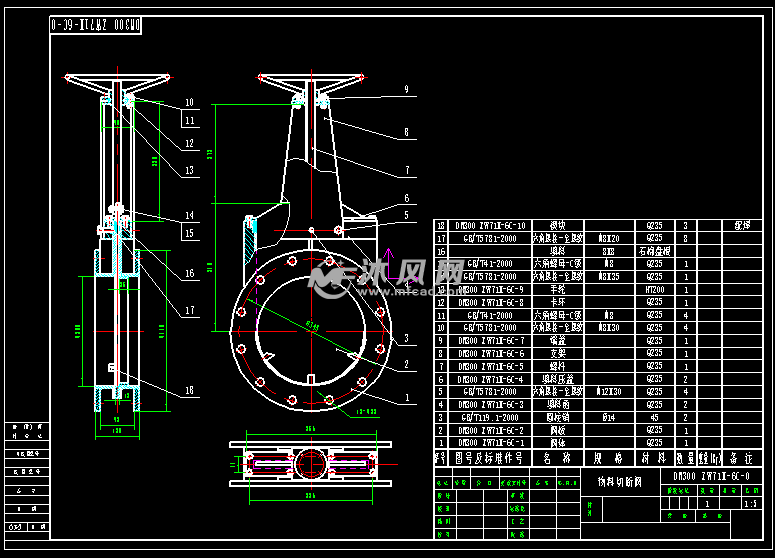 物料切断阀dn300 - autocad泵阀类图纸下载 - 沐风图纸