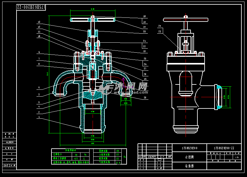 出口阀止回阀175h62h200全套图纸