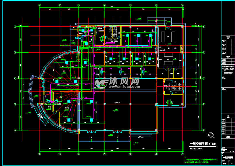 某保税物流中心海关大厅空调设计cad平面施工图