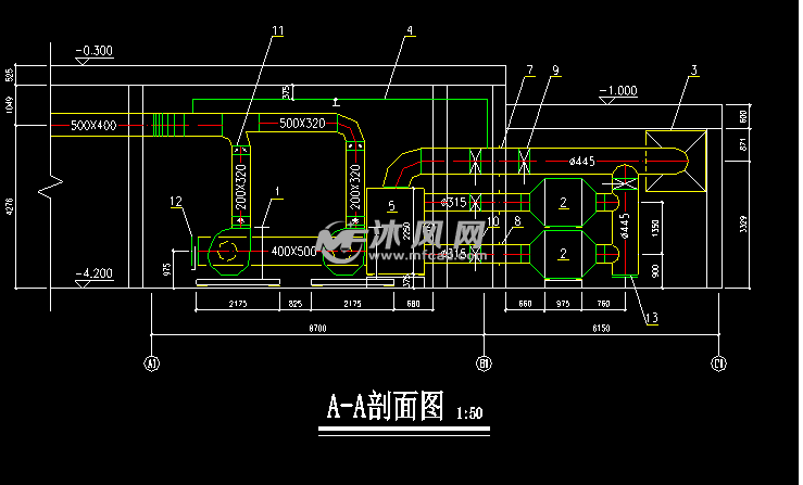 某人防柴油电站通风系统cad设计施工图 - autocad通风除尘图纸 - 沐风