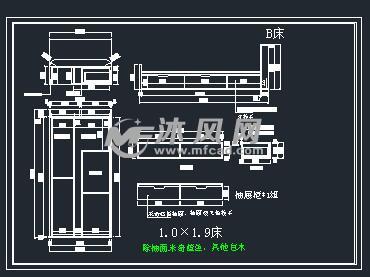 原创家装床模型-cad家具下载,高低,直线,三维2010cad图纸画图片