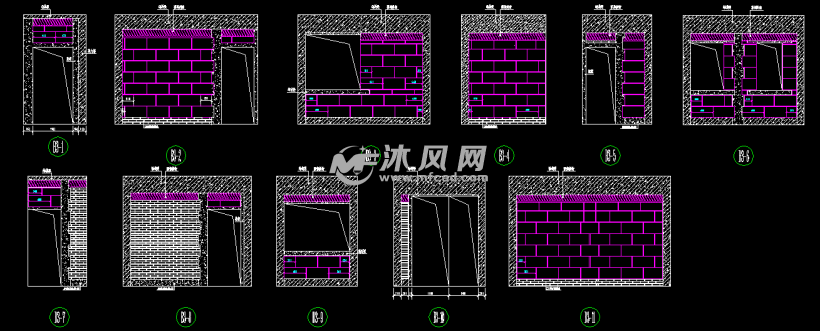 某项目工程砌体排砖施工排砖设计图纸 cad详图,图块下载,免费详图