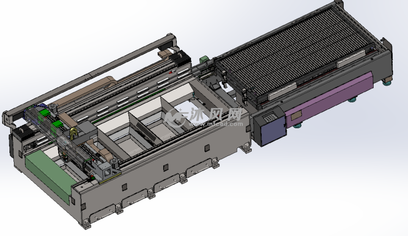 数控激光切割机带交换工作台 - solidworks机械