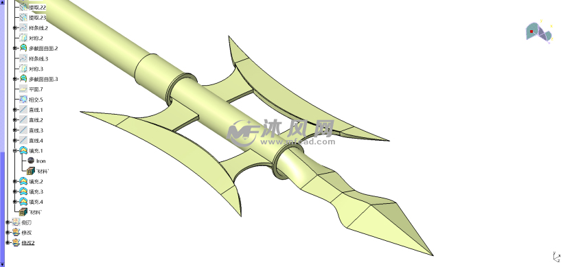 吕布方天画戟模型 - catia军工用品模型