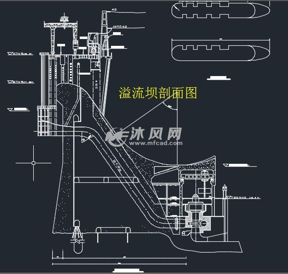 水电厂发电机层及溢流坝cad图 - autocad大坝相关图纸下载 - 沐风图纸