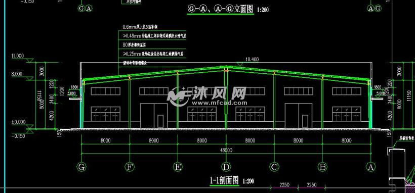 cad图纸 建筑图纸 工农业建筑图纸 车间厂房施工图纸 上传图纸补贴