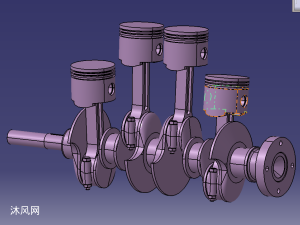 四冲程直列四缸发动机曲柄栏杆结构CATIA三维