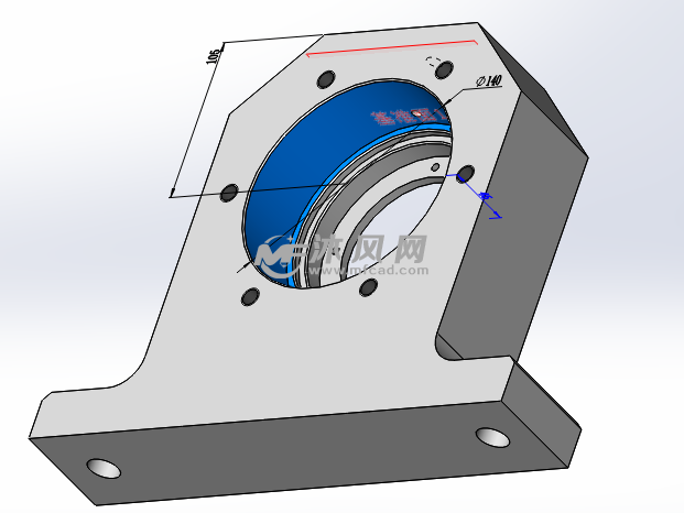 孔径140的轴承座 - solidworks底座支架类模型下载