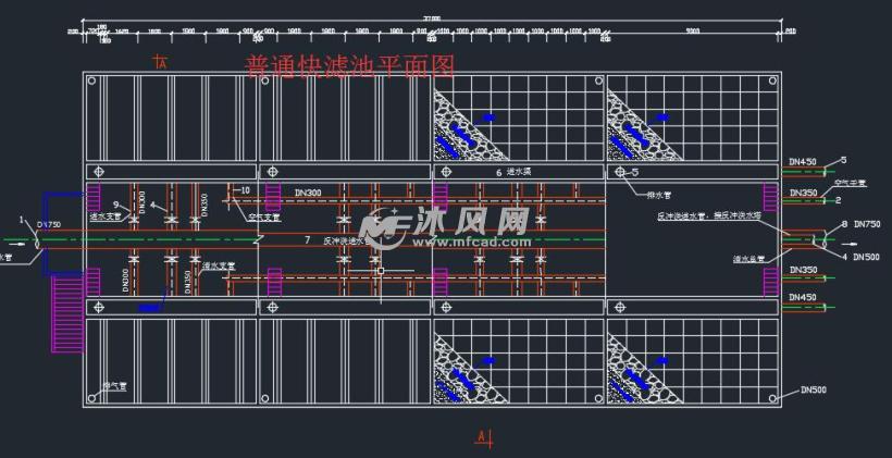 普通快滤池平面图