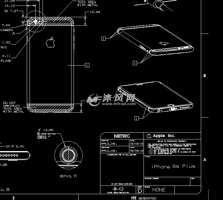 苹果iphone 6s\/6sp手机模型抄数CAD图纸 - 生