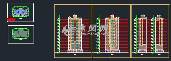 高层二梯二户设计图 - AutoCAD高层住宅成套建