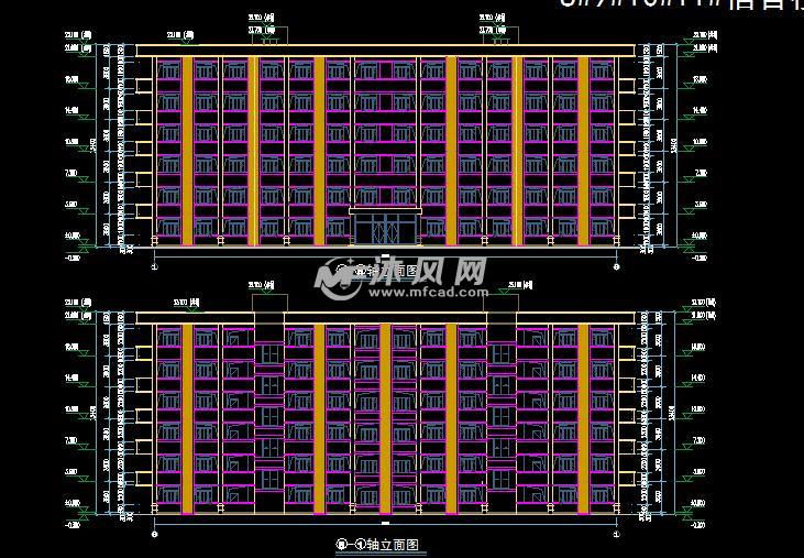 大学宿舍平立剖方案图纸
