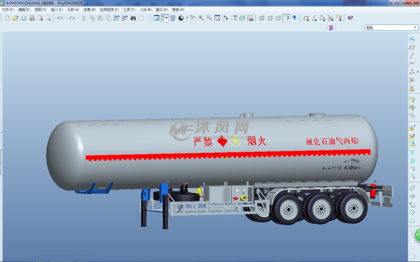 液化石油气车全车 proe交通工具类模型下载 沐风图纸