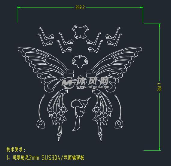 不锈钢摆件-蝴蝶激光切割cad图纸