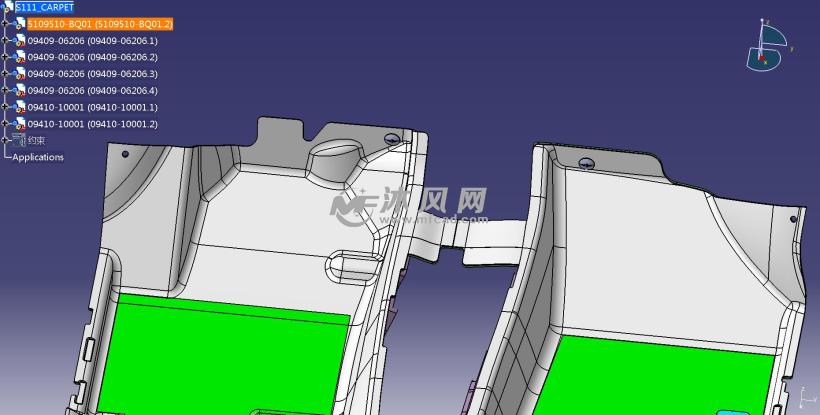 汽车驾驶舱地毯模型设计(含STP文件) - catia交