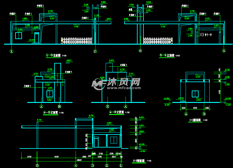 三套学校大门建筑施工图