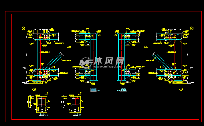 跨河管道桥架设计详图 - autocad路桥隧区图纸 - 沐风