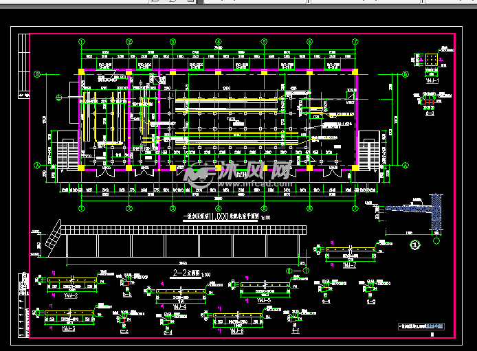 供水工程加压泵站施工图 - cad车间厂房建筑图