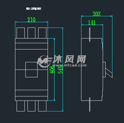 断路器CAD尺寸图 - CAD模块图